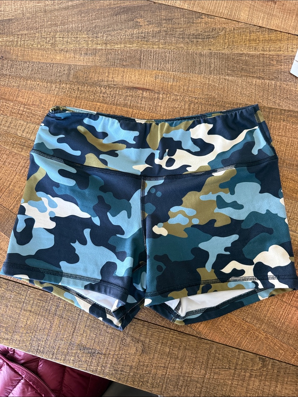 Fleo Women's Camo Bike Shorts - Blue, Green, White